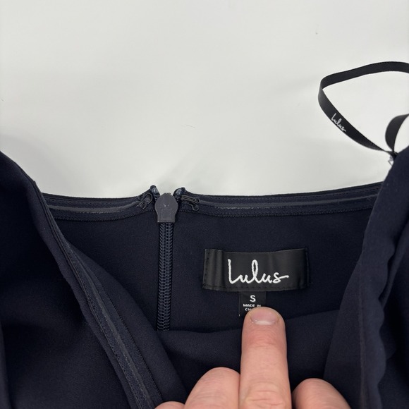 Lulus Own the Night Strapless Maxi Dress Womens Small Navy Blue Bridesmaid Slit - Picture 9 of 11